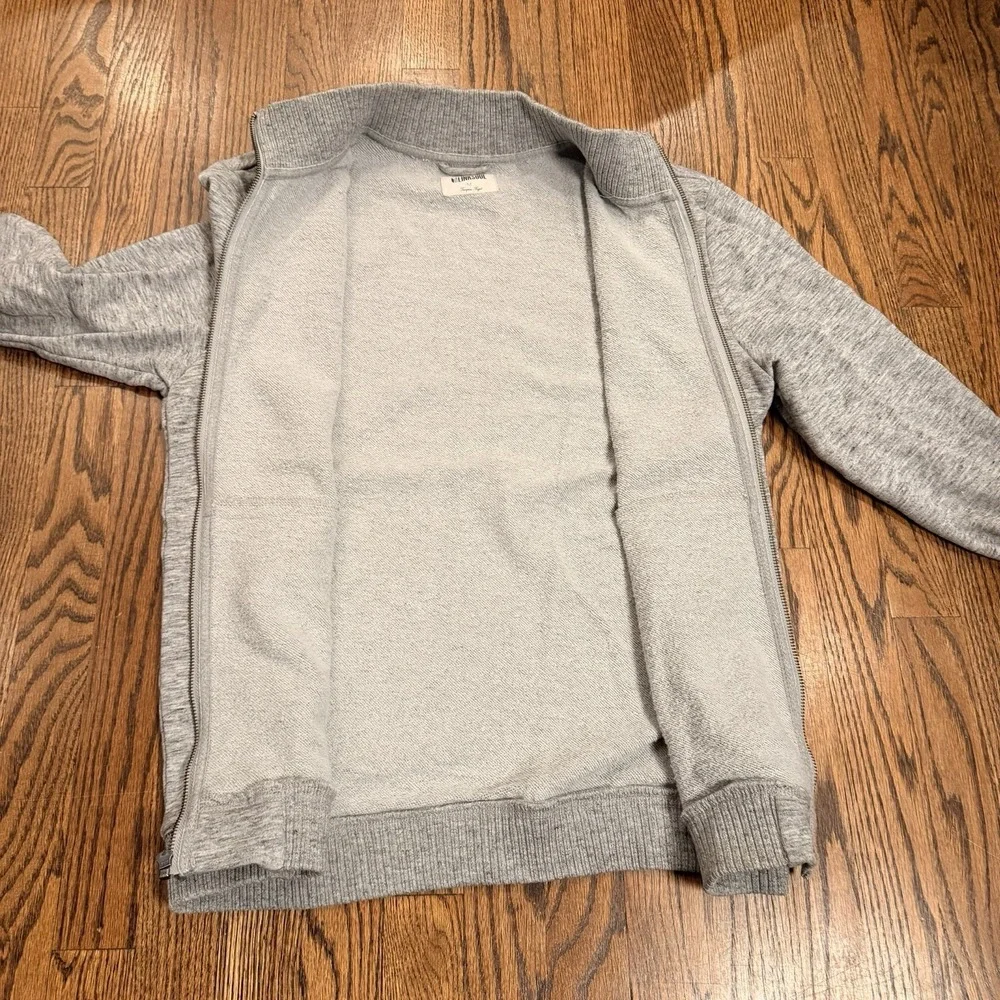 Linksoul Men's Medium Full Zip Knit‎ Sweater Jacket Heather Gray Golf Casual
